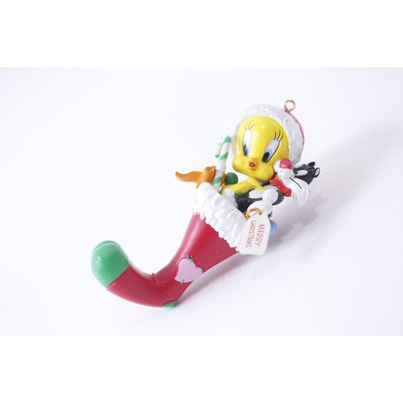 1999, Warner Bros., Hallmark, Tweety Bird In Stocking, Ornament, Christmas, Vint - Picture 1 of 3